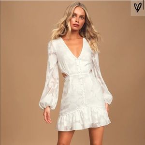 State of Grace White Long Sleeve Cutout Mini